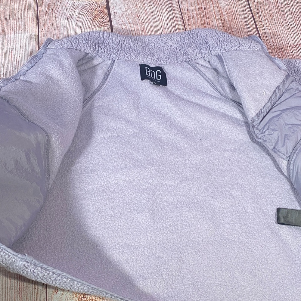 BDG Sherpa Fleece Jacket Small Gray Zip Up - Picture 11 of 11